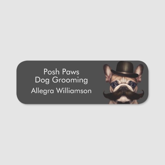 Dog Groomer Business Puppy Grey Naamplaatje (Voorkant)