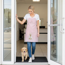Dog Groomer Lab Personalized Pink Print Apron Schort