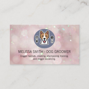 Dog Groomer Logo Bokeh Sparkle achtergrond Visitekaartje