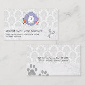 Dog Groomer Logo | Damaspatroon Visitekaartje (Voorkant / Achterkant)