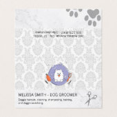 Dog Groomer Logo | Damaspatroon Visitekaartjes (Buitenkant ongevouwen)