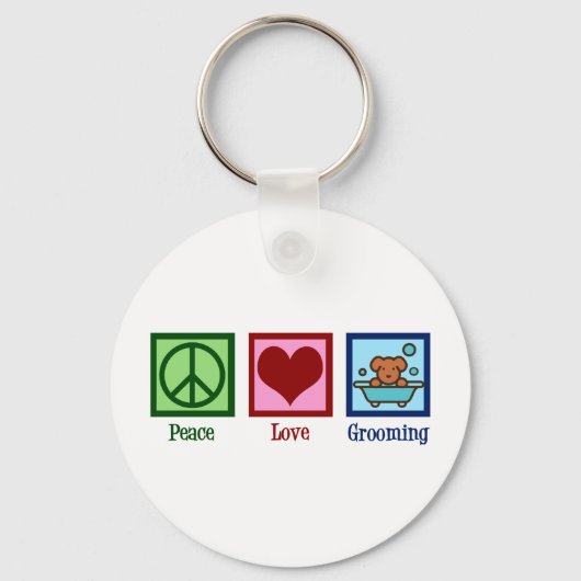 Dog Groomer Peace Love Pet Grooming Sleutelhanger (Voorkant)