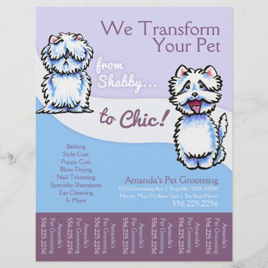 Dog Groomer Shabby Chic Westie Schatblad Flyer (Voorkant)
