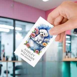 Dog Groomer Waterverf QR-code Visitekaartje