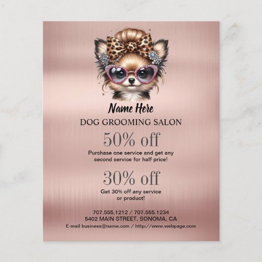 Dog grooming business personalized flyer (Voorkant)