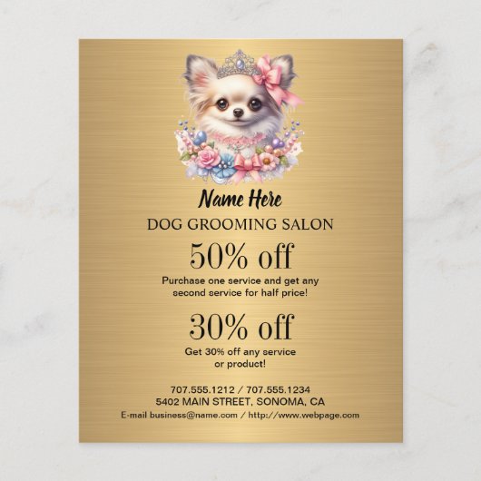 Dog grooming business personalized flyer (Voorkant)