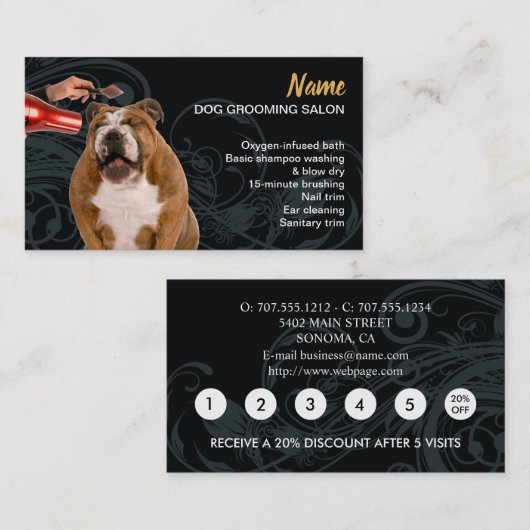 Dog grooming Loyaliteit Korting Visitekaartje (Voorkant / Achterkant)
