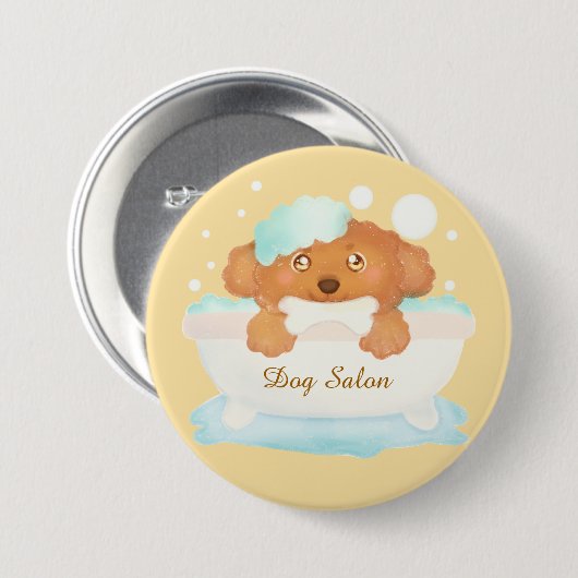 Dog Grooming Salon Ronde Button 7,6 Cm (Voorkant /achterkant)