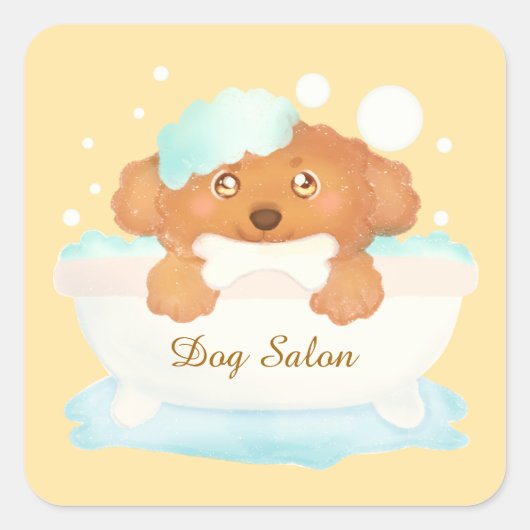 Dog Grooming Salon Vierkante Sticker (Voorkant)