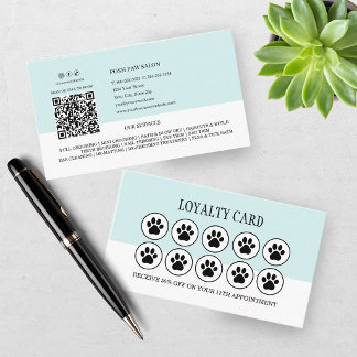 Dog Grooming Teal Loyalty Card Pet Salon Visitekaartje