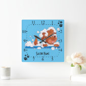Dog grooming Wall Clock Vierkante Klok (Huis)