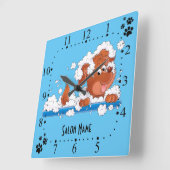 Dog grooming Wall Clock Vierkante Klok (Hoek)