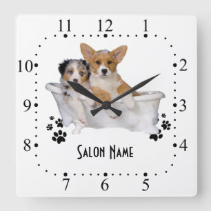 Dog grooming Wall Clock Vierkante Klok