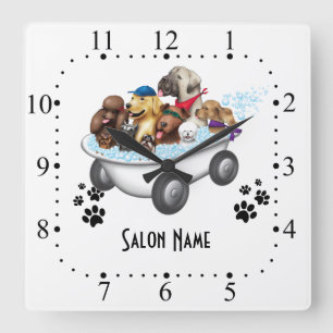 Dog grooming Wall Clock Vierkante Klok
