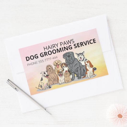 Dog Grooming Waterverf Business Sticker (Envelop)