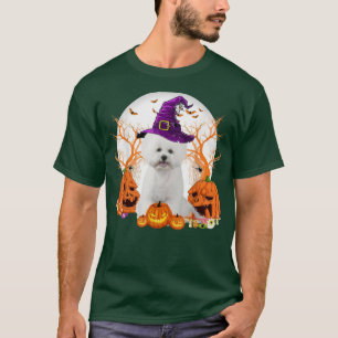 Dog Halloween Bichon Frise Dog Jack O Lantern Pump T-shirt