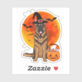 Dog Halloween German Shepherd Jack Lantern Pumpk Sticker (Vel)