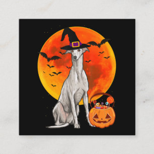 Dog Halloween Greyhound Jack O Lantern Pumpkin Vierkante Visitekaartje
