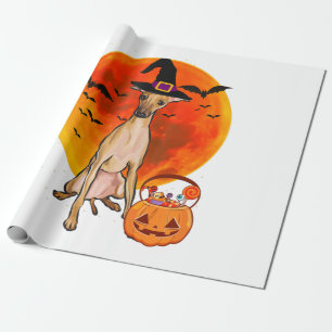Dog Halloween Italy Greyhound Jack O Lantern Cadeaupapier