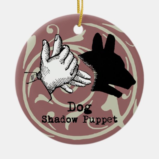 Dog Hand Puppet Shadow Games Keramisch Ornament (Voorkant)