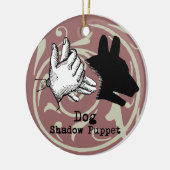 Dog Hand Puppet Shadow Games Keramisch Ornament (Links)