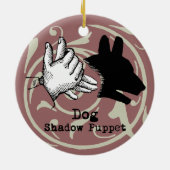 Dog Hand Puppet Shadow Games Keramisch Ornament (Achterkant)