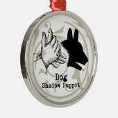 Dog Hand Puppet Shadow Games  Metalen Ornament (Rechts)