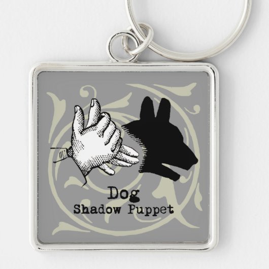 Dog Hand Puppet Shadow Games  Sleutelhanger (Voorkant)