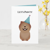 Dog Happy Birthday Card, Laten we Pawty Chow Chow Kaart (Gele Bloem)