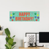 Dog Happy Birthday party banner poster (Thuiskantoor)