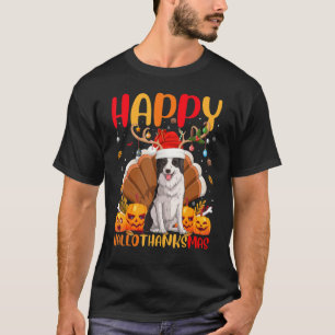 Dog Happy Border Collie Dog Hellothanksmas T-shirt