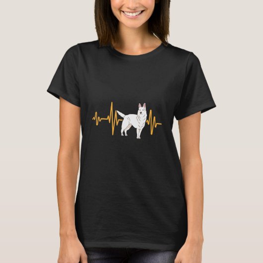 Dog Heartbeat White German Shepherd T-shirt (Voorkant)