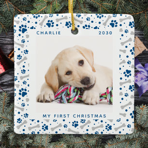 Dog Holiday Paw Drukt persoonlijke foto's van pet Keramisch Ornament