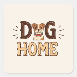 Dog Home in Tekststijl Sticker