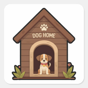 Dog Home Sticker met zwarte omtrek