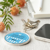 Dog ID Label Blue Sleutelhanger (Zijkant)