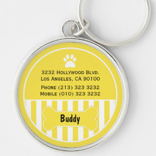 Dog ID Label Gele Sleutelhanger