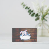 Dog in Bathtub | Hout Visitekaartje (Staand voorkant)