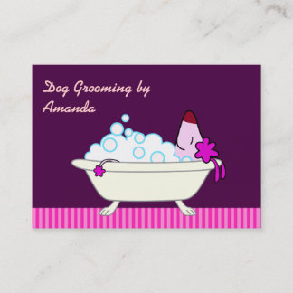 Dog in Bathtub - Pet Groomer Visitekaartje