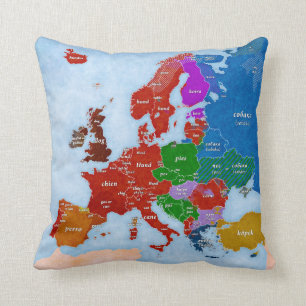 Dog in European Languages Pillow Kussen