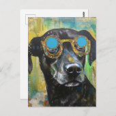 Dog in Glasses Collage Briefkaart (Voorkant / Achterkant)