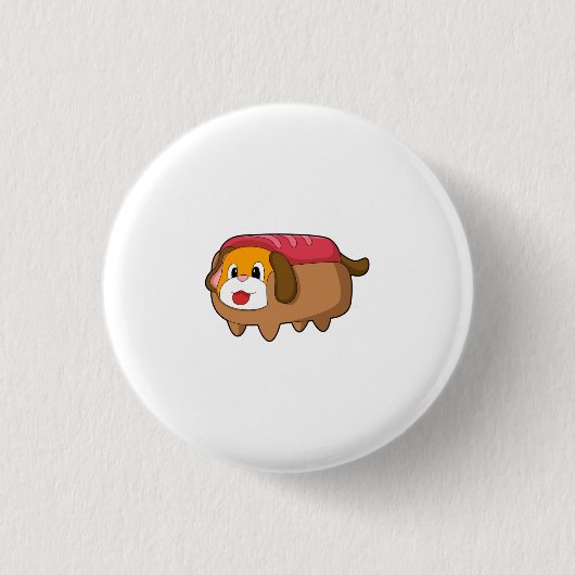 Dog in Hotdog Ronde Button 3,2 Cm (Voorkant)