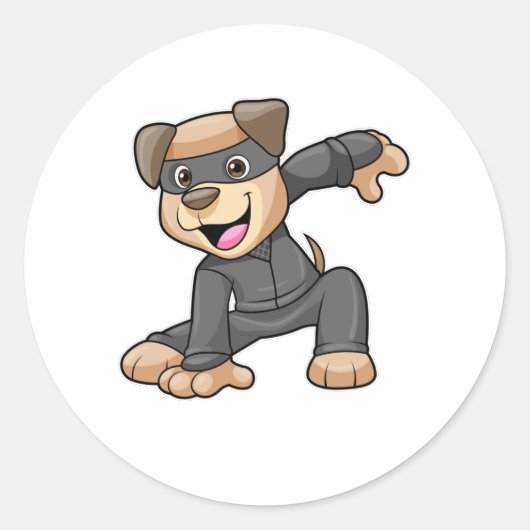 Dog in Ninja Costume Ronde Sticker (Voorkant)
