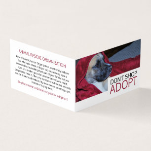 Dog in Red Blanket, Pet Adoption detail Visitekaartjes