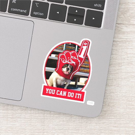 Dog in schuimhand sticker (Detail)