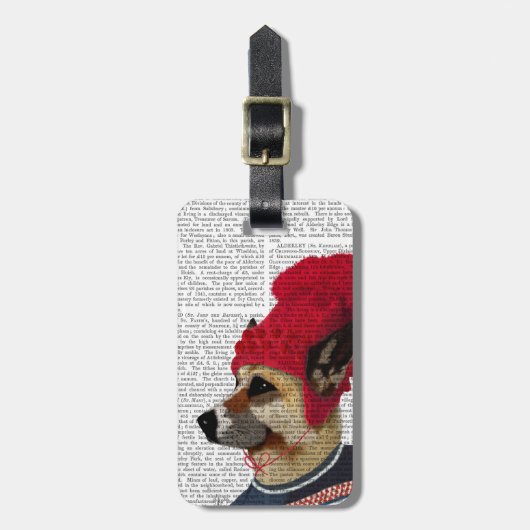 Dog in Ski Sweater 2 Bagagelabel (Voorkant verticaal)