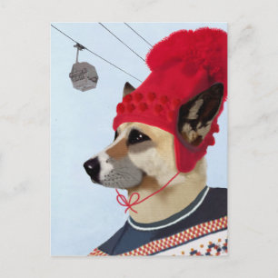 Dog in Ski Sweater Briefkaart