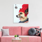 Dog in Ski Sweater Canvas Afdruk (Insitu (Woonkamer))
