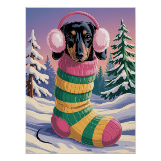 Dog in snow perfect poster