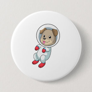 Dog in Space in Suit Ronde Button 7,6 Cm